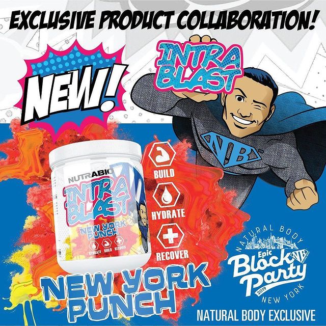Team @nutrabio has announced the exclusive flavor / product for tomorrow's Epic Block Party at @NaturalBodyInc -- NEW YORK PUNCH INTRA BLAST!⠀
