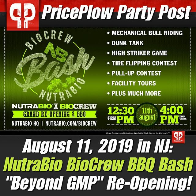 On August 11, 2019, come on over to Middlesex, NJ for @NutraBio's BioCrew Bash BBQ!⠀
