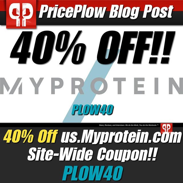 EPIC Announcement! @MyproteinUS has upped the ante in a MAJOR way, giving a 40% off site-wide coupon for PricePlow users!⠀