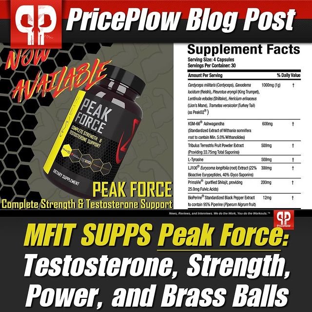 Mfit Supps continues the release train with Peak Force, a complete strength and testosterone support product.⠀