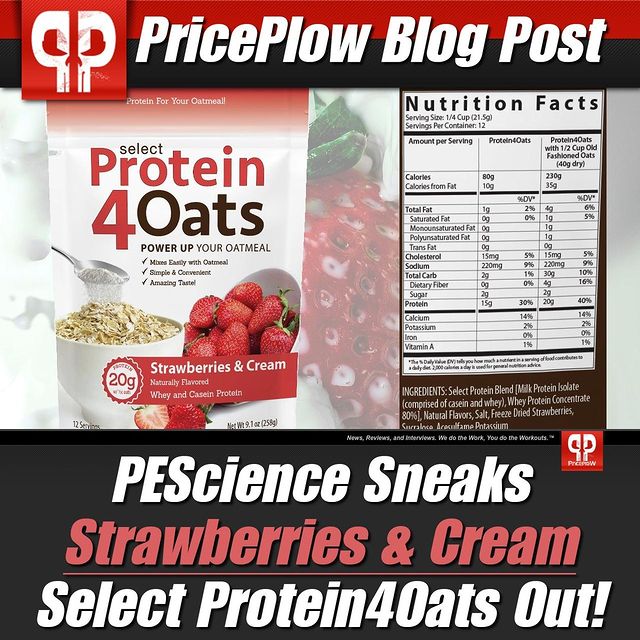 Hot on the heels of a recent Vanilla release, @PEScience has snuck out another Select Protein4Oats flavor: Strawberries & Cream!⠀
