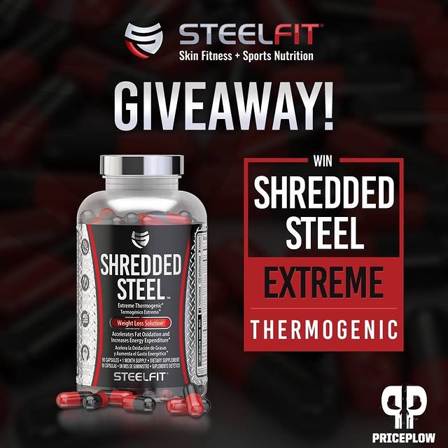 #Giveaway: Win a Free Bottle of SteelFit’s Shredded Steel (INTENSE Fat Burner) {{ LINK IN BIO, blog.PricePlow.com/contests }} @SteelFitUSA is giving away their legendary and intense new fat burner, Shredded Steel! This bad boy has 10mg yohimbine with 150mg caffeine, so get ready!