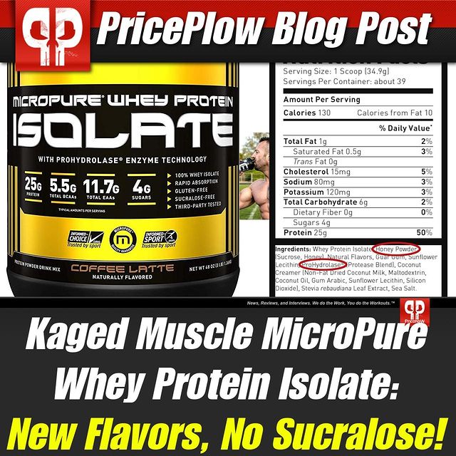 @KrisGethin did what he said he'd do -- remove the sucralose in @KagedMuscleSupps' two newest Micropure Whey Protein Isolate flavors:⠀ (Link to news feed in Bio) ⠀