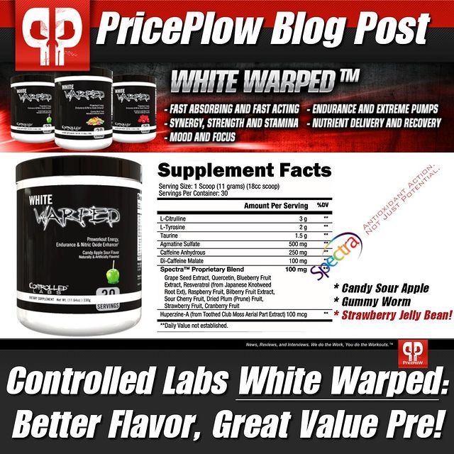 WHITE WARPED: The next great in the "White" line of @controlledlabs pre workouts!⠀