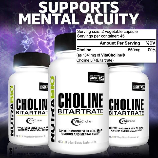 NutraBio Choline Bitartrate: Powered by VitaCholine⠀