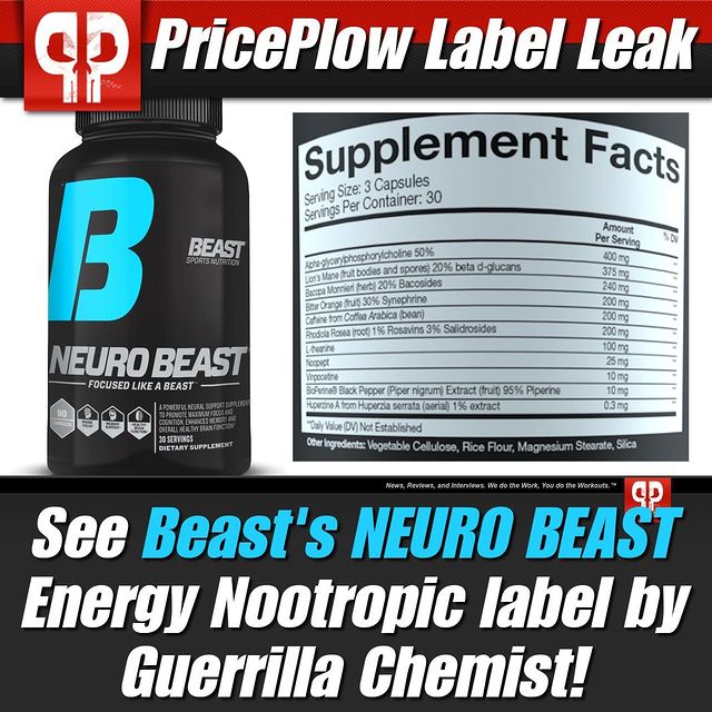 The new NEURO BEAST energy nootropic formula from @BeastSportsNutrition and @TheGuerrillaChemist has officially leaked!⠀