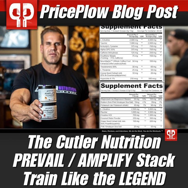 Train like the Legend himself! @JayCutler's PREVAIL / AMPLIFY Stack from @Cutler_Nutrition lets you to dial in your doses exactly was you want.. or you can just double-scoop both to blow the lid off!⠀
