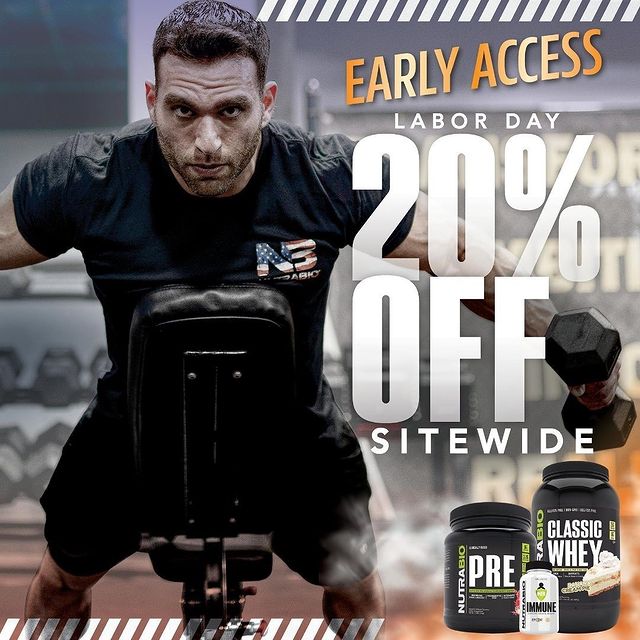 The 20% off Labor Day sale has already kicked off at @NutraBio!⠀