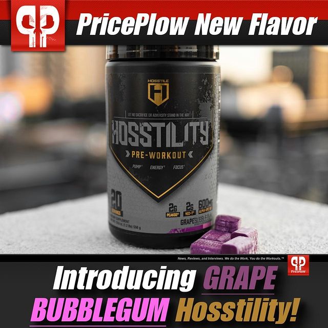 The next flavor of Hosstility, @hosstilesupps fully-loaded pre-workout, is.... GRAPE BUBBLEGUM, a @fouadabiad special!⠀