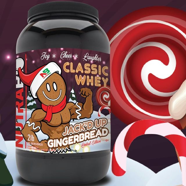 Act fast because this limited-edition flavor of @NutraBio Classic Whey won't be here for long! Grab a tub of Jack'D Up Gingerbread Classic Whey while you can and get ready to make some serious gains!⠀