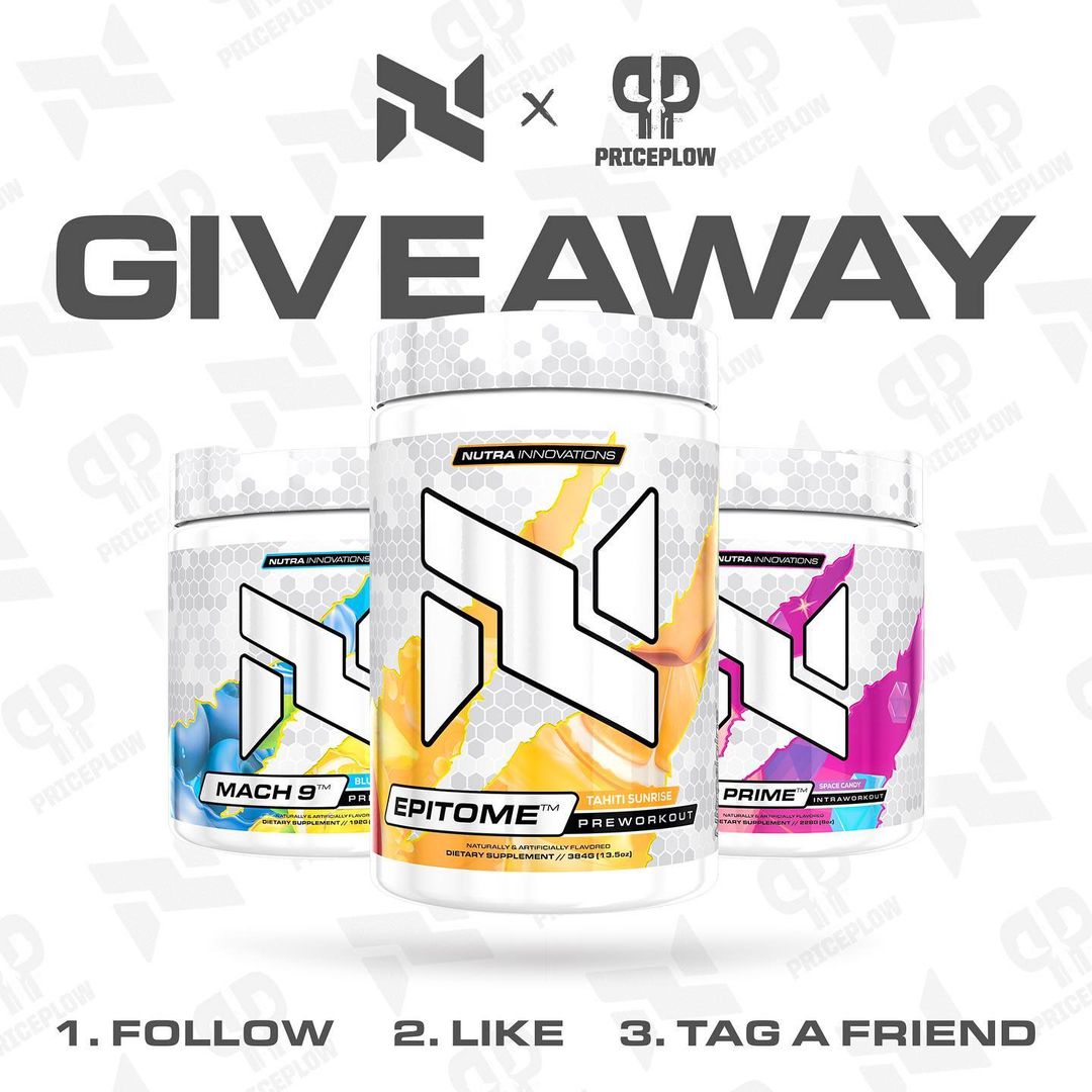 We teamed up with @nutrainnovation to bring you a massive giveaway. 3 lucky winners will each win a full sized bottle of Epitome, AminoPrime & Mach-9 in the flavor of their choice. All you have to do is follow the rules below!