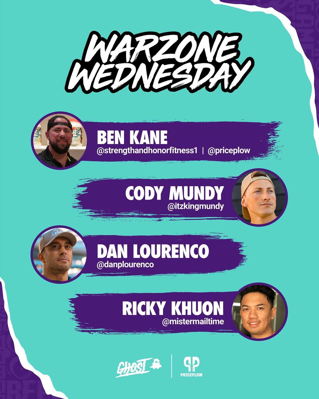 Ben’s back on the @ghostlifestyle @ghostgamer twitch stream tomorrow night with @danplourenco @itzkingmundy and @rickykfitness! Go support and watch them grab a dub or two