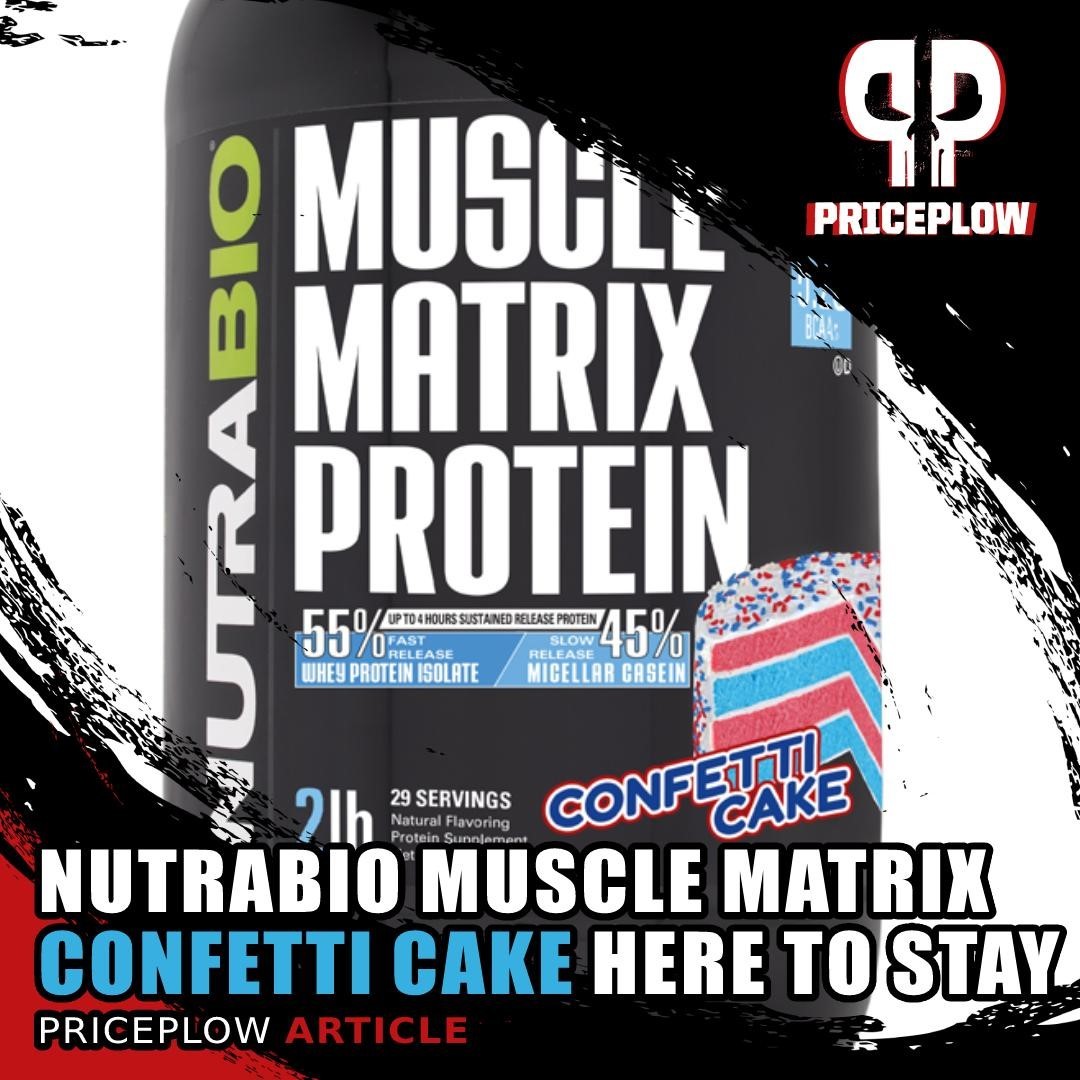 Now named CONFETTI CAKE, the @NutraBio Muscle Matrix formerly known as "Freedom Fetti" -- launched during their 2020 4th of July limited edition launch -- is here to stay!⠀