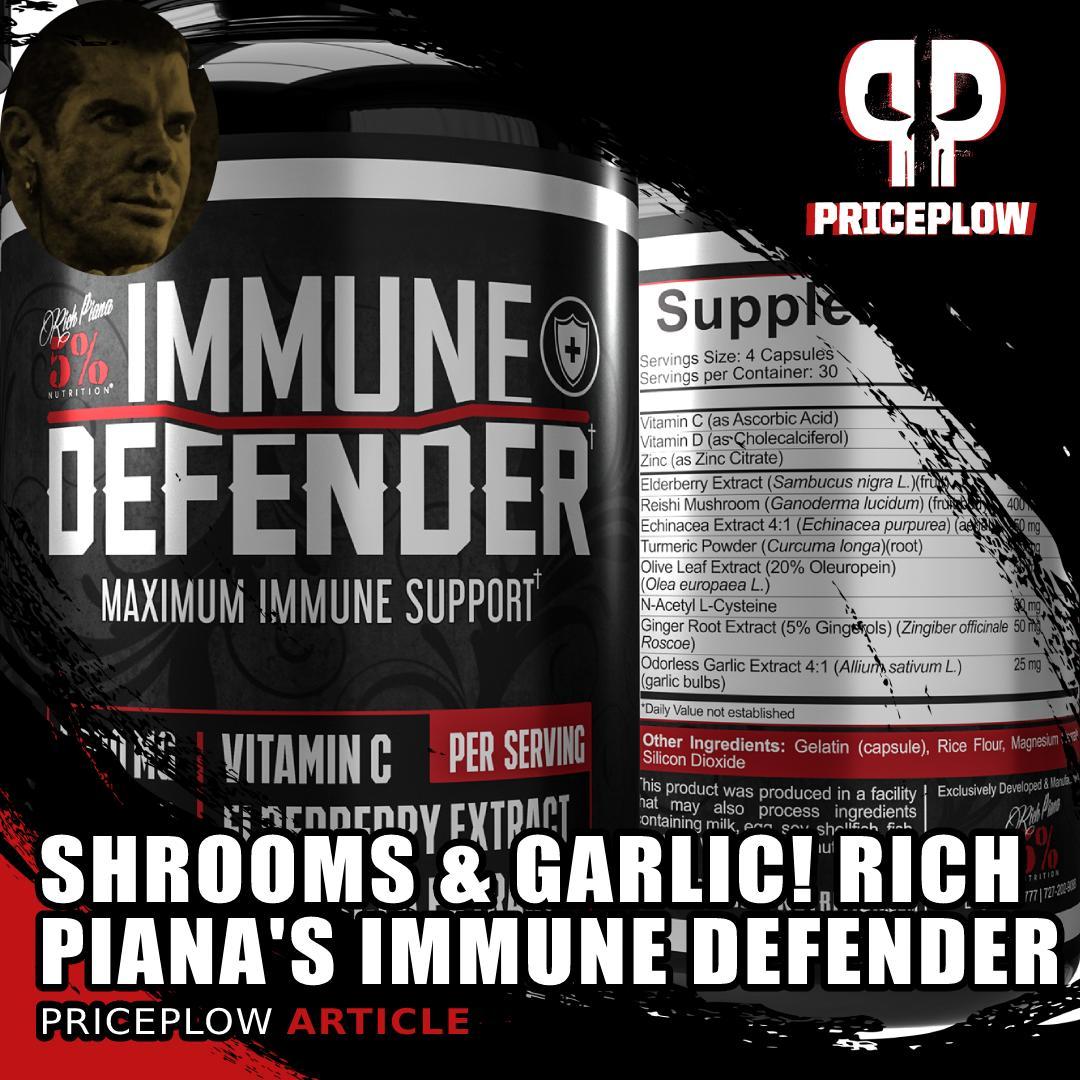 Garlic, Shrooms, Zinc, and everything in between!! Rich Piana's @5PercentNutrition IMMUNE DEFENDER does immunity the 5% way⠀