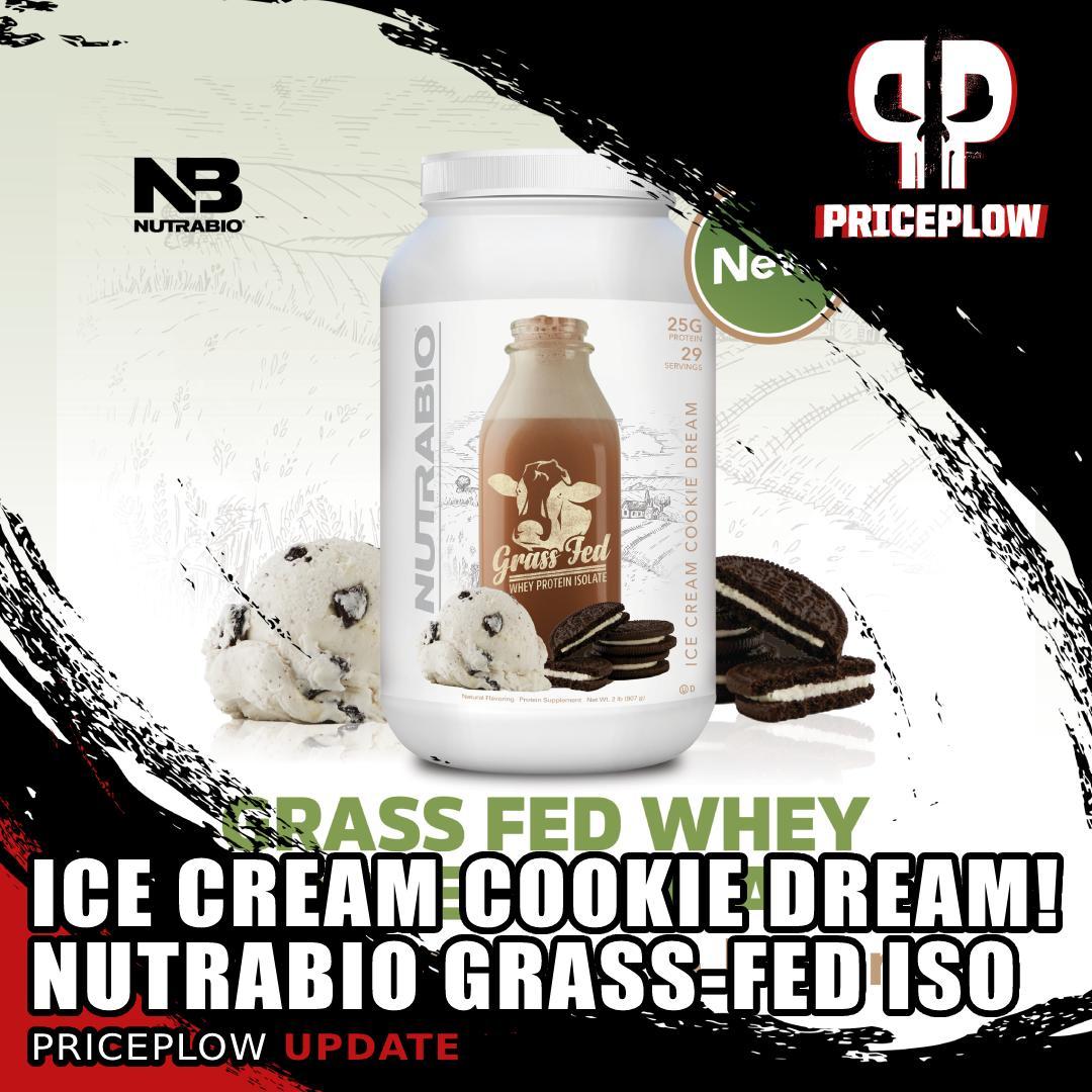 Just weeks after @NutraBio upgraded their Grass-Fed Whey Protein Isolate, they've also added in their famous ICE CREAM COOKIE DREAM flavor, which is their modern take on "Cookies & Cream" flavoring.⠀