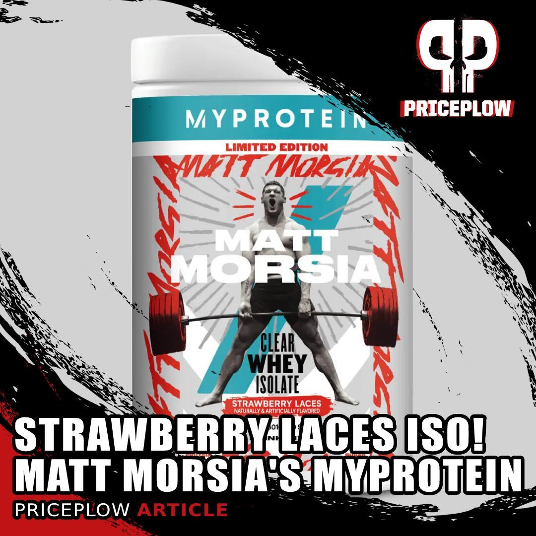 LACES OUT! The next @Myprotein collab is in the UK with Matt Morsia (@MattDoesFitness), who has a STRAWBERRY LACES flavor of Clear Whey Isolate that's also released in the US with @MyproteinUS⠀