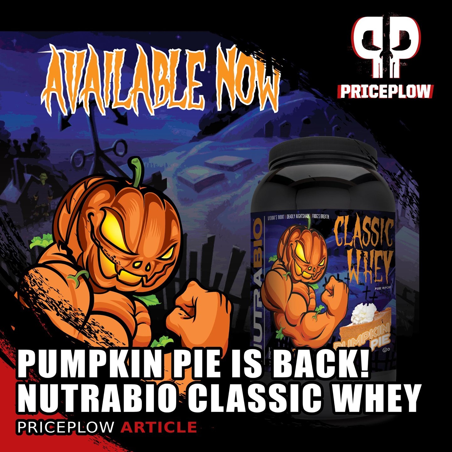 It's back!! @NutraBio's seasonal PUMPKIN PIE flavor of Classic Whey has hit the shelves a month earlier than last year, meaning you can enjoy your Classic gains all autumn long!⠀