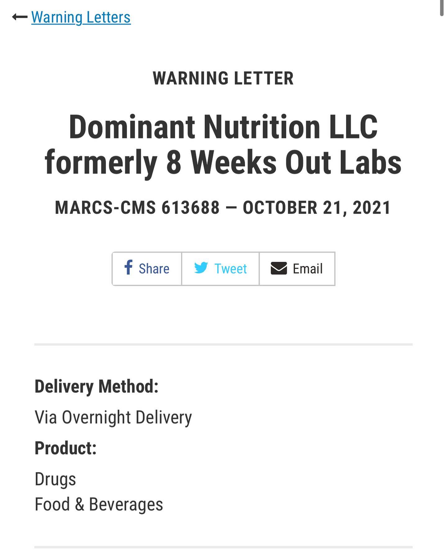 Hordenine warning letters have now started