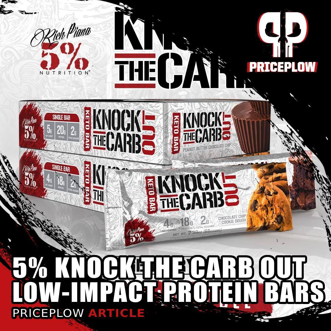 The Legendary Knock the Carb Out Bars have been updated by @5PercentNutrition, and there's an incredible new flavor in Chocolate Brownie Bar⠀