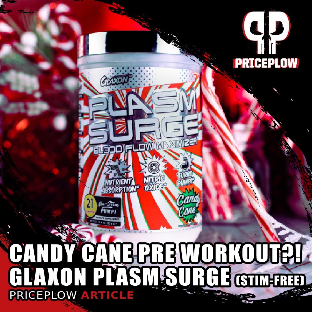 CANDY CANE Pre-Workout?! @iamGlaxon Does it with Plasm Surge, their stimulant-free pre-workout supplement.⠀