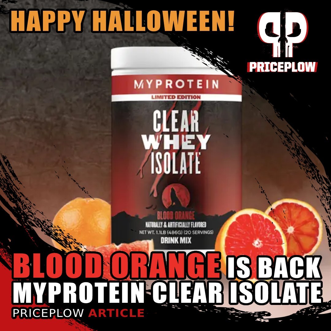 Happy Halloween! To celebrate, @MyproteinUS has brought back their delicious BLOOD ORANGE Clear Whey Protein Isolate flavor, with a huge TRICK coupon included!⠀