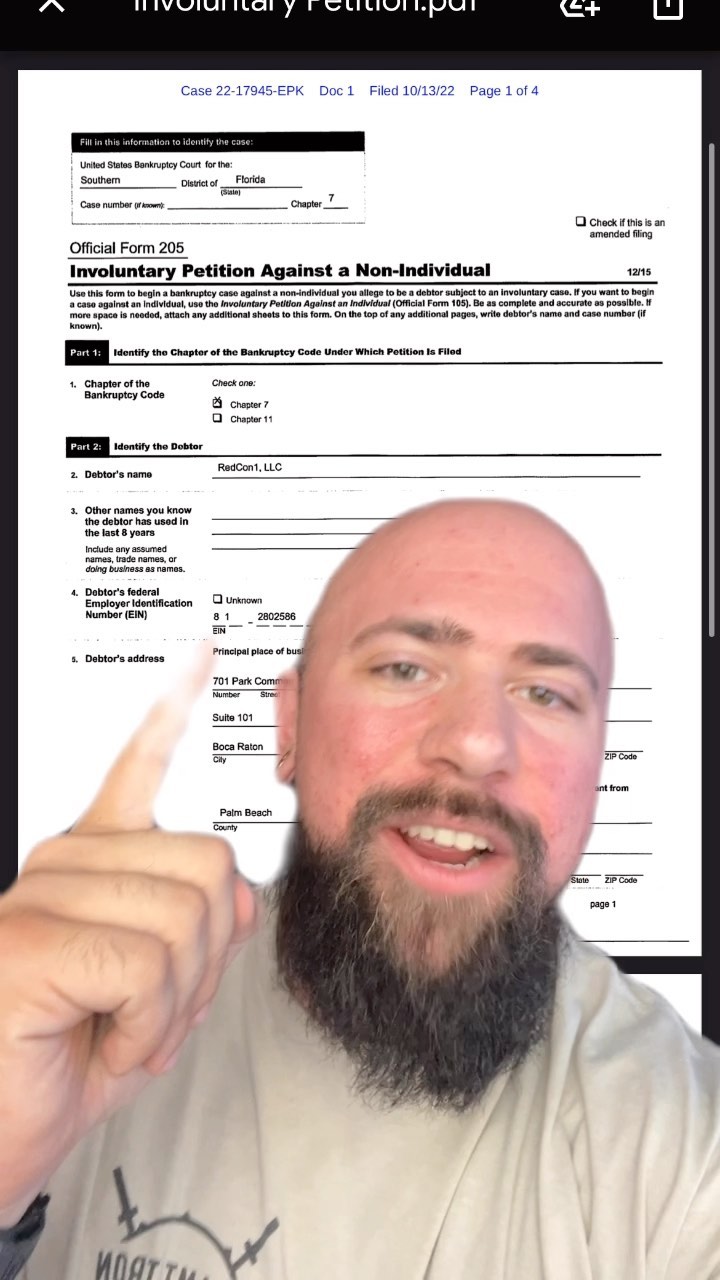 @hitechpharma files CHAPTER 7 BANKRUPTCY PETITION against @redcon1