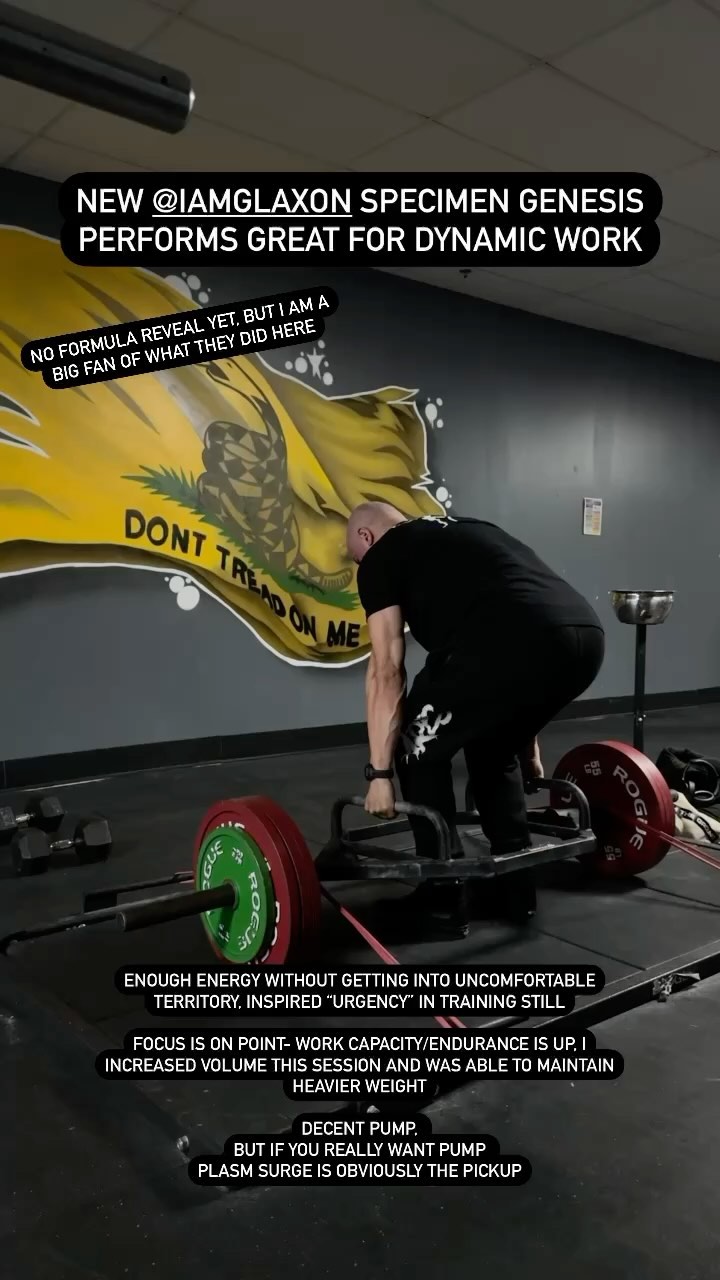 Speed deadlifts today went great with the new @iamglaxon specimen genesis. @supplementlab did a great job with the new direction of this particular sku. 