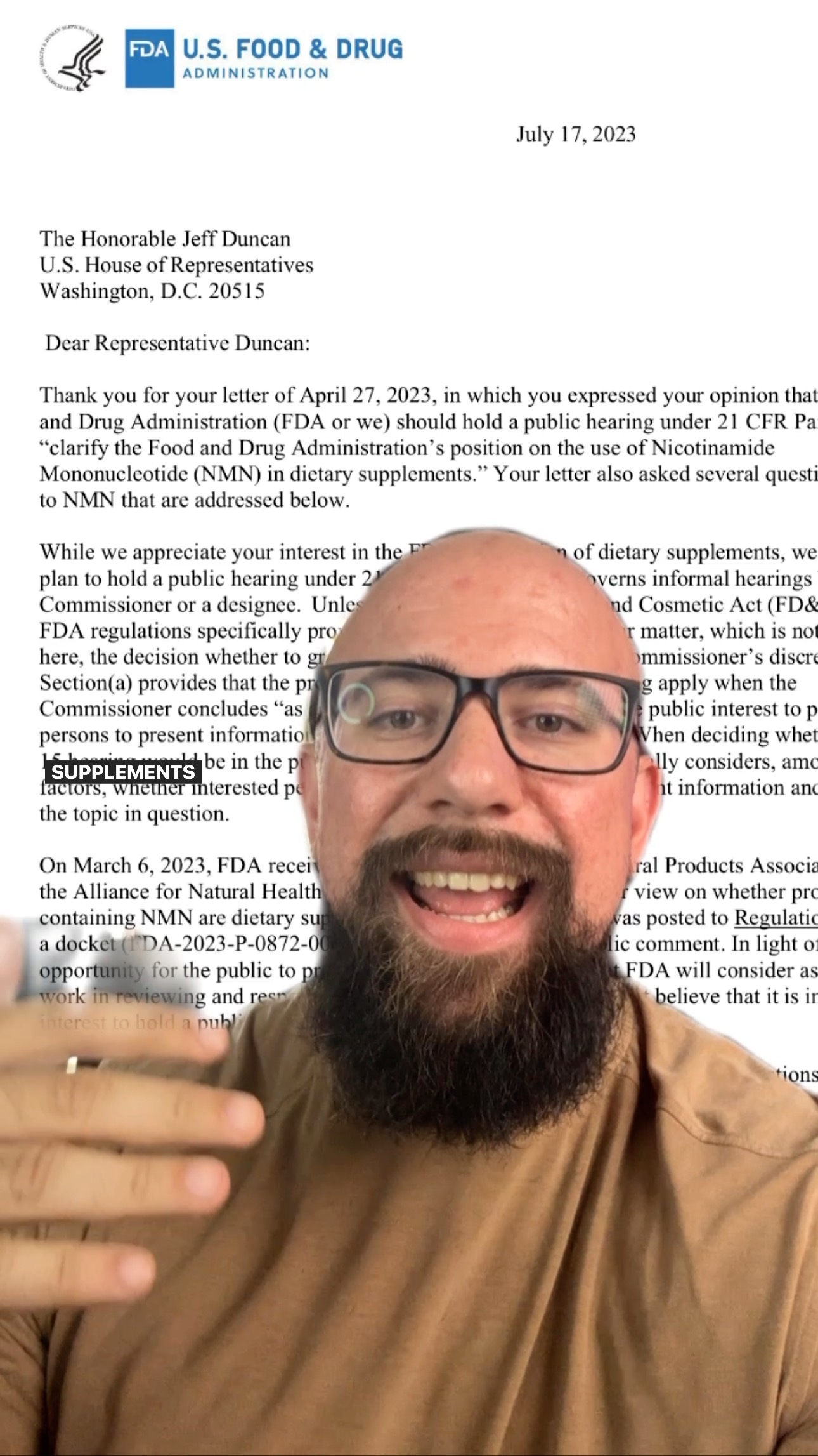 @fda says NO in regards to a hearing on the legality of NMN as a dietary supplement.