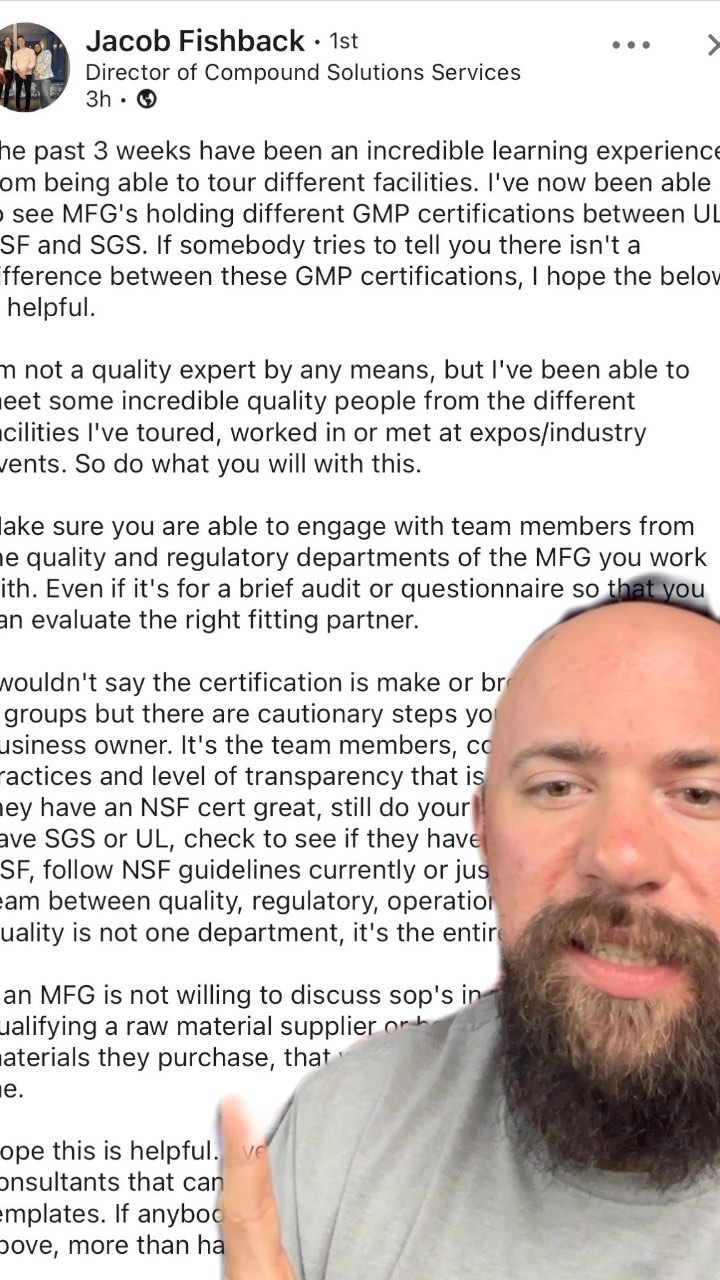 @compoundsolutions NEW DIRECTOR CALLS OUT QUALITY CERTS IN THE MARKET! We are loving this trend!