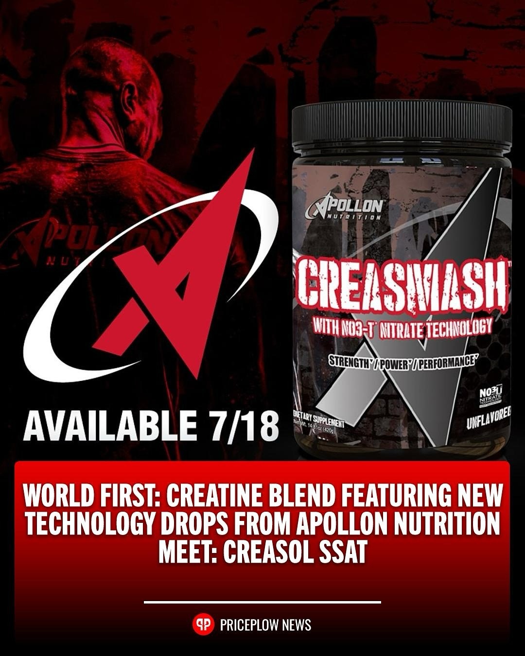 @apollonnutrition launches new to market ingredient Creasol SSAT in CREASMASH. This new ingredient supercharges creatine, and they don’t stop there. Alongside creatine nitrate, carnosyn, and others standard efficacious ingredients this could be your next favorite creatine supplement.
