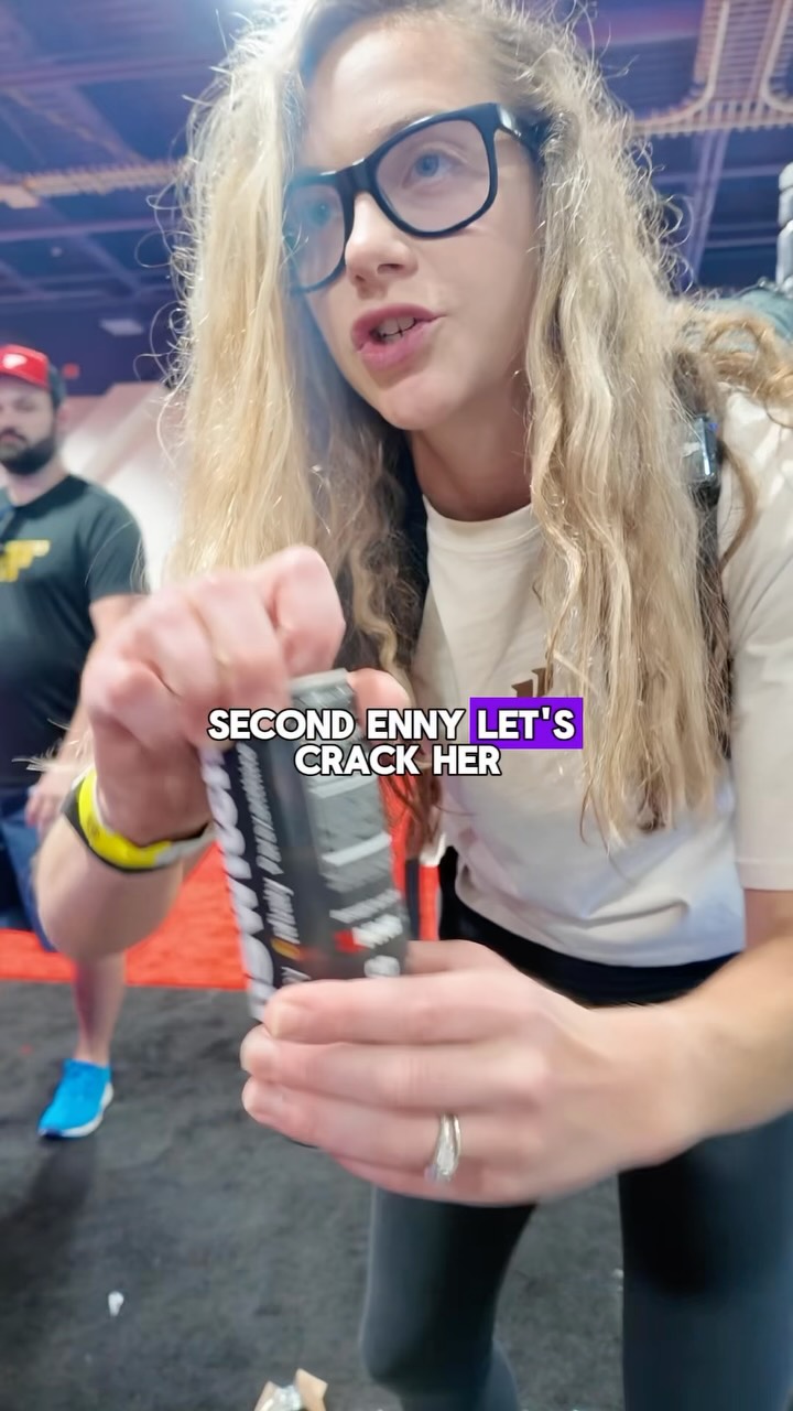 The Energy Drink Queen is at the Olympia cracking non-caffeinated energy drinks from @nnbnutrition