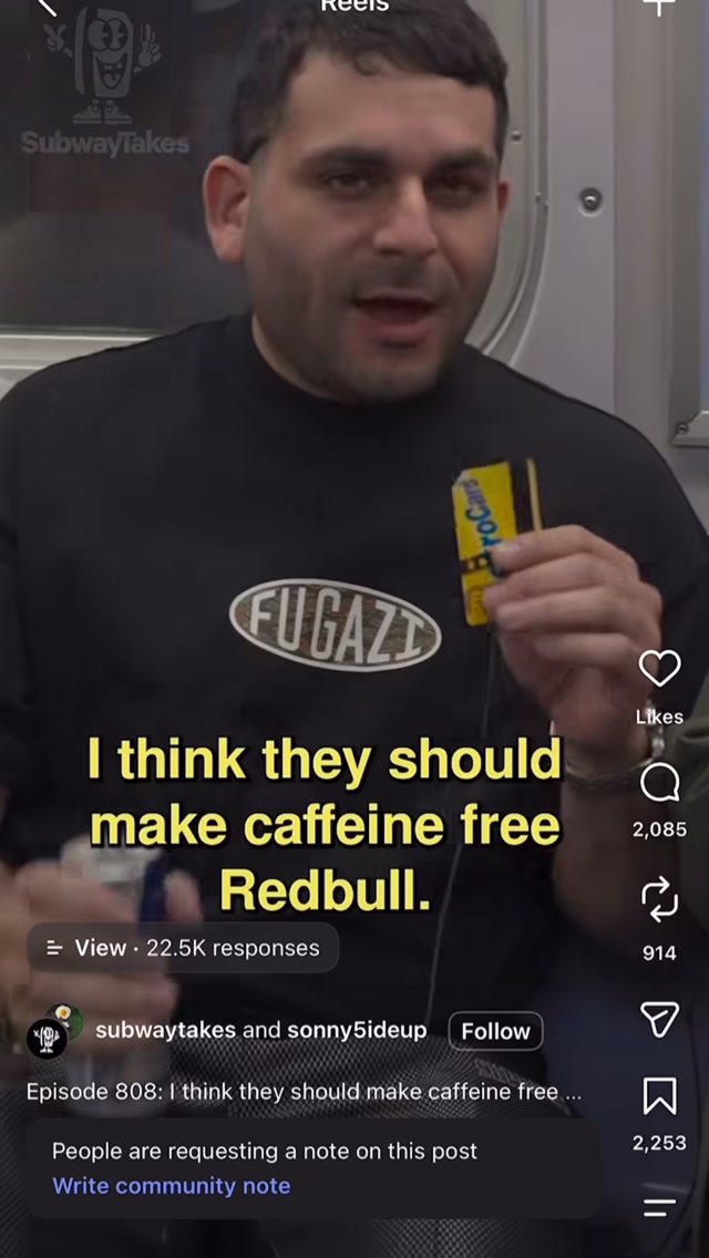 Energy drink - caffeine = soda