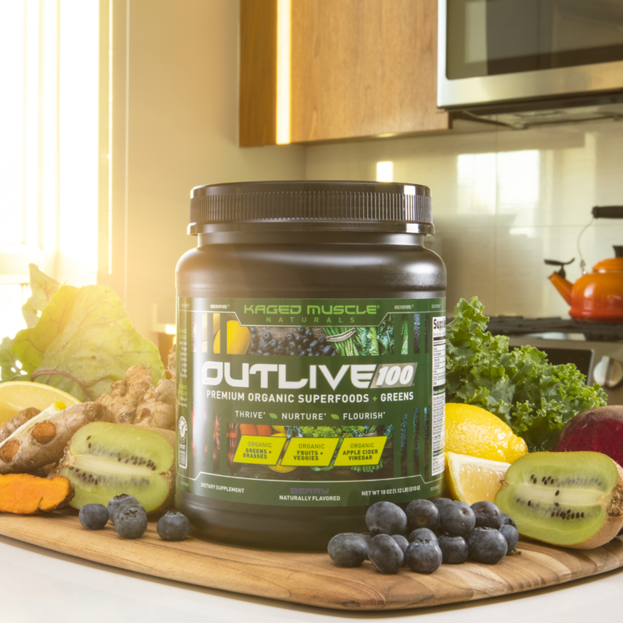 Kaged | Outlive 100 - Organic Greens & Superfoods | Berry